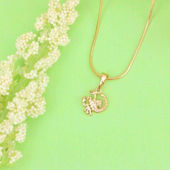 "Rose Gold Scorpio Pendant in Gold Plated Brass Zodiac Charm, XPPT1465 - Picture 4 of 13